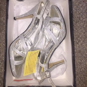 silver glitter heels